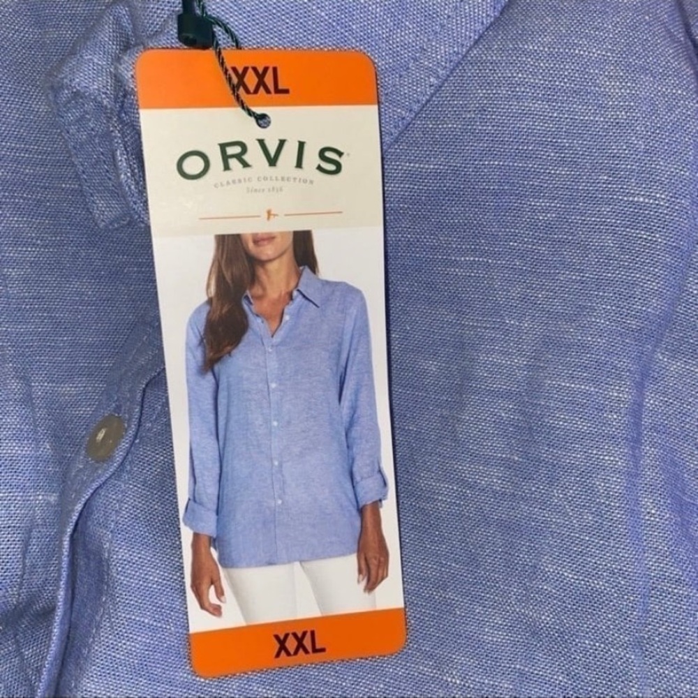 Orvis Women’s XXL Blue Button Down Shirt. NWT.